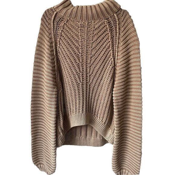 New Free People Sweetheart Sweater SZ Large Chunky Knit Mock Neck Pullover - Picture 3 of 4